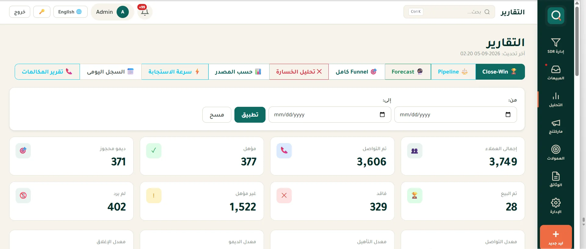 تقارير المبيعات